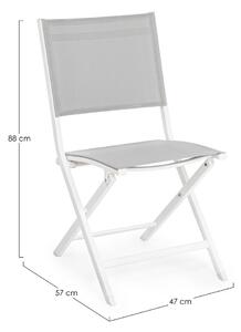 Set 4 scaune pliabile de gradina / terasa din metal si material textil Elin Gri / Alb, l47xA57xH88 cm