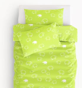 Goldea lenjerie de pat pentru copii din 100% bumbac - model 1020 - oișoare albe pe verde deschis 140 x 200 și 70 x 90 cm