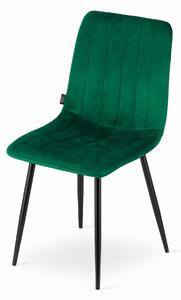 Scaun de masa din catifea Culoare verde cu picioare negre, LAVA