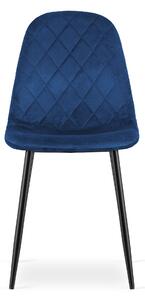 Scaun din catifea albastra cu picioare negre, ASTI