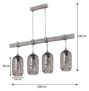 BRILAGI - Lustră pe cablu WOOD GLASS 4xE27/60W/230V pin/gri/gri fumuriu