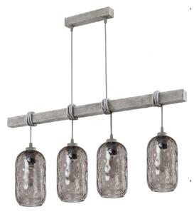 BRILAGI - Lustră pe cablu WOOD GLASS 4xE27/60W/230V pin/gri/gri fumuriu