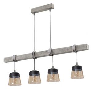 BRILAGI - Lustră pe cablu WOOD GLASS 4xE27/60W/230V pin/gri/maro fumuriu