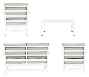 Set mobilier pentru gradina / terasa, Harleys Gri / Alb, 2 fotolii + canapea 2 locuri + masa de cafea