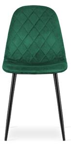 Scaun de masa din catifea Culoare verde cu picioare negre, ASTI