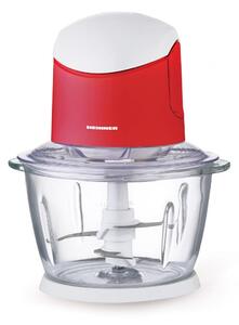 Tocator de legume Heinner HMC-K500WHR, bol sticla 1L, 2 cutite din inox, 500W, culoare alb rosu
