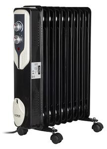 Calorifer electric Floria ZLN3659,Negru 2000 W, 9 elementi, 3 trepte de putere, Termostat reglabil, Protectie supra-incalzire, Indicator luminos