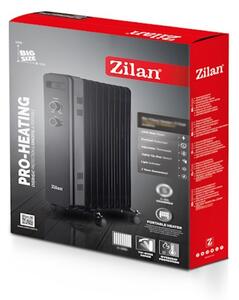 Calorifer electric zilan ZLN8450 Negru, putere 2500W, 11 elementi, siguranta la cadere
