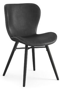 MAZZONI EXPORT ALTEA Piele ecologică Neagră (Gri închis)/picioare negre - SCAUN MODERN PENTRU LIVING/SUFRAGERIE/BUCĂTĂRIE/BIROU