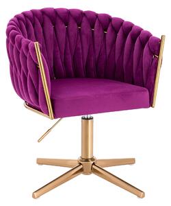 HR750CROSS Scaun Fucsia din Catifea cu Bază Aurie