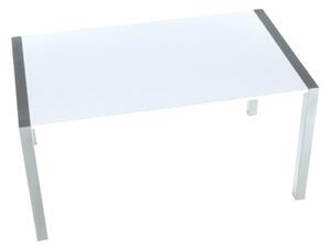 Masă dining, pliabilă, MDF / metal, alb strălucitor HG, 150-190-230x90