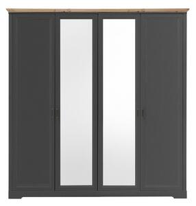 Dulap JASMIN, gri grafit/stejar artisan, PAL, cu 4 usi, 214x64x220 cm