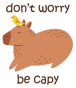 Ilustrație Vector funny capybara with text dont, Ulyana Moskalchuk