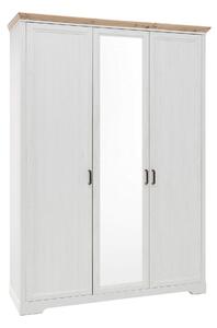 Dulap JASMIN, alb/stejar artisan, PAL, cu 3 usi, 164x64x220 cm