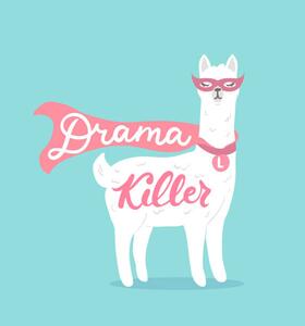 Ilustrație Drama killer cute llama design card, Mitoria