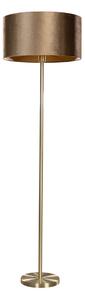 Lampă de podea din alamă cu abajur din velur bronz 50cm - Simplo