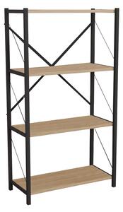 Bibliotecă Jackrey melamină stejar-metal negru 60x30x114cm