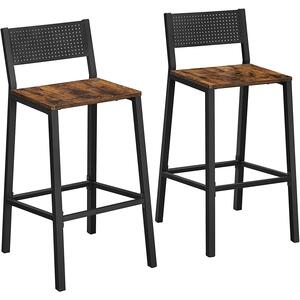 Set 2 scaune de bar, scaune de bucatarie design industrial vintage maro negru