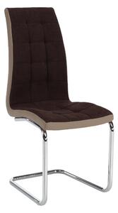 Scaun bucătărie, material textil maro/piele ecologică bej/crom, SALOMA