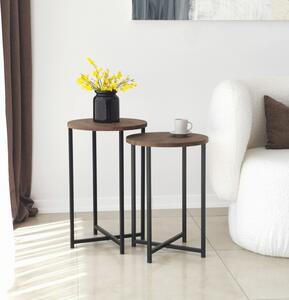 Set 2 Masute de Cafea Model Lynch, 35x35x55/35x35x50 cm, Nuc/Negru