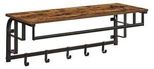 Cuier cu raft Model Phelps, Maro Rustic/Negru, 30x80x27 cm