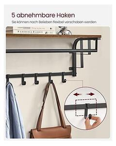 Cuier cu raft Model Phelps, Maro Rustic/Negru, 30x80x27 cm