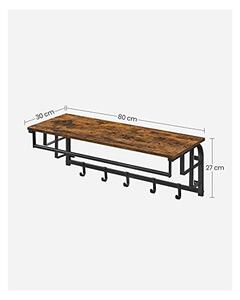 Cuier cu raft Model Phelps, Maro Rustic/Negru, 30x80x27 cm