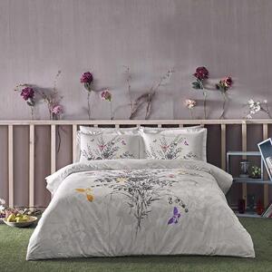 Lenjerie pat dublu satin de lux cu design floral, Tac Elegance, Cerelia