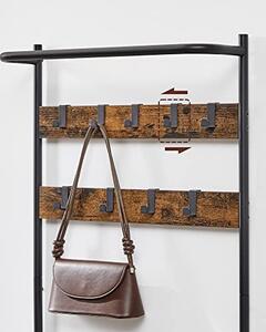Cuier cu bancuta si suport pantofi Model Sparks, Maro Rustic/Negru, 64x32.2x180 cm
