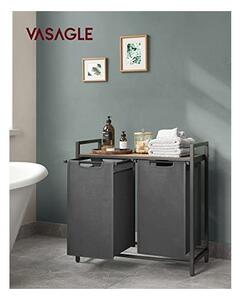 Consola de depozitare Vasagle, 2 cosuri de depozitare, BLH201G01, Gri