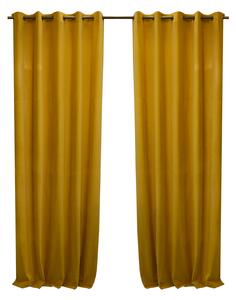 Set draperii Velaria catifea yellow cu capse, 2x150x280 cm