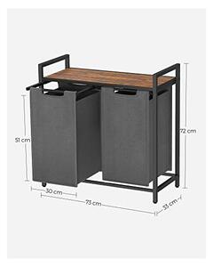 Consola de depozitare Vasagle, 2 cosuri de depozitare, BLH201G01, Gri