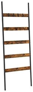 Cuier prosoape tip scara, Vasagle, Antic-Negru, 60x176 cm