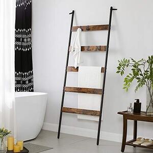 Cuier prosoape tip scara, Vasagle, Antic-Negru, 60x176 cm