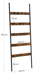 Cuier prosoape tip scara, Vasagle, Antic-Negru, 60x176 cm