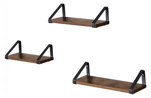 Set 3 Rafturi/Polițe de Perete Rustic Maro Jayla – Lemn Decorativ 30 cm | 35 cm | 40 cm pentru Living, Bucătărie & Dormitor