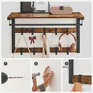 Cuier Model Reese, Maro Rustic/Negru, 65x30x42 cm