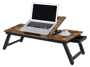 Măsuta pentru laptop, Songmics, Maro Rustic, 71 x 35 x 23 cm