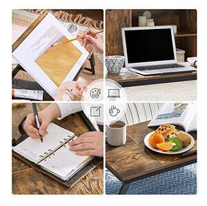 Măsuta pentru laptop, Songmics, Maro Rustic, 71 x 35 x 23 cm