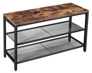 Banca Pantofi Model Hadley, Maro rustic / Negru, 80x30x44.5 cm