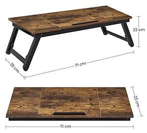 Măsuta pentru laptop, Songmics, Maro Rustic, 71 x 35 x 23 cm