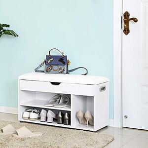 Banca cu suport pantofi Model Cesar, Alb, 80x44x30 cm