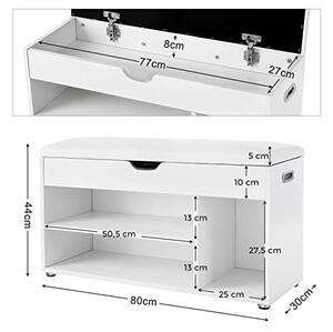 Banca cu suport pantofi Model Cesar, Alb, 80x44x30 cm