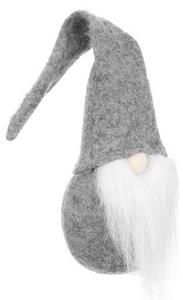 Jucarie Craciun, elf decorativ gri, 30x8 cm, pasla si plastic