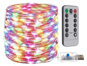 Instalatie Craciun, 300 micro LED-uri multicolor, 8 moduri iluminare, timer, telecomanda, IP44, lungime 35 m, 6W