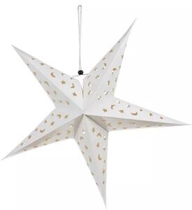 Stea decorativa Craciun, 10 LED-uri lumina alb cald, snur prindere, 50x50x15 cm, hartie