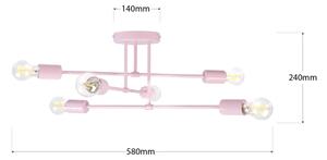 Lustră aplicată CAMBRIDGE, 6 x E27, 15 W, 230 V, roz
