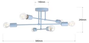 Lustră aplicată CAMBRIDGE 6xE27/15W/230V albastră