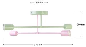 Lampă de tavan aplicată CAMBRIDGE, 4 x E27, 15 W, 230 V, verde/roz