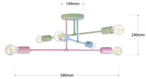 Candelabru aplicat CAMBRIDGE, 6 x E27, 15 W, 230 V, verde/albastru/roz